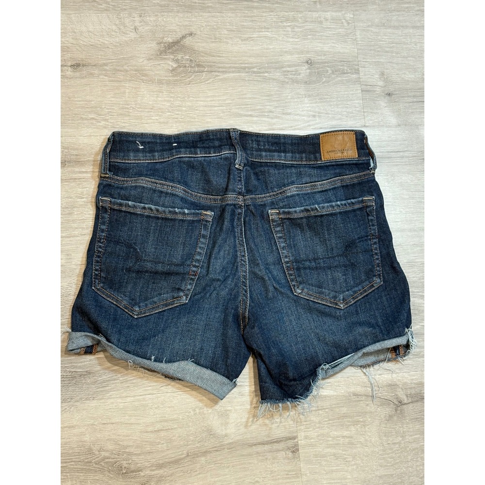 American Eagle‎ Denim Shorts Next Level Stretch Dark Wash Frayed Hem Size 6 - Picture 7 of 7